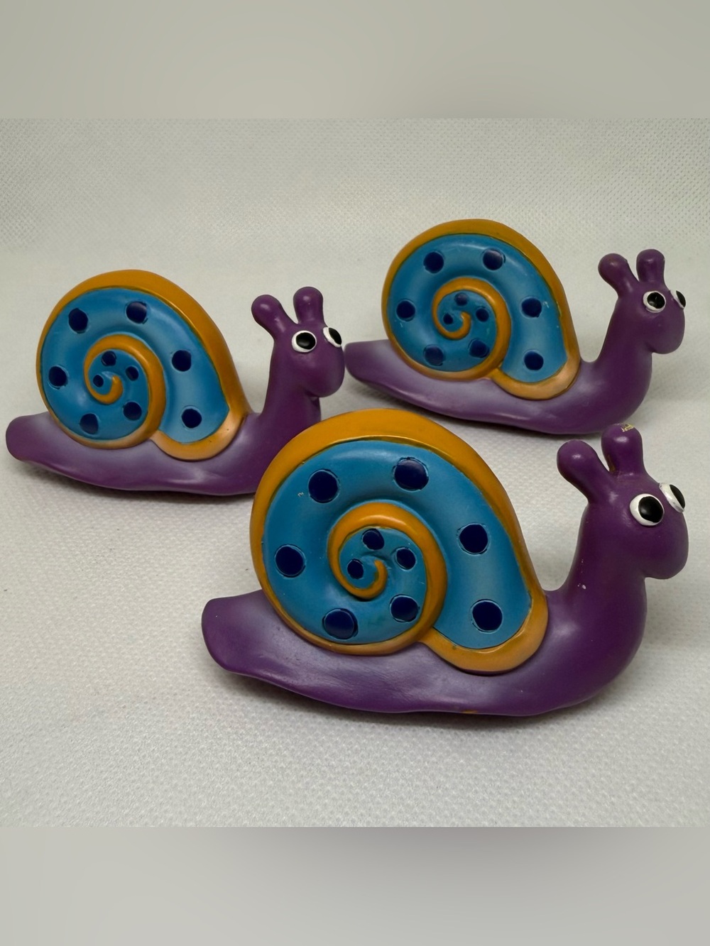Colorful Purple Snails Drawer Knobs Set of 3 Kids Furniture Cabinet Pulls-resin